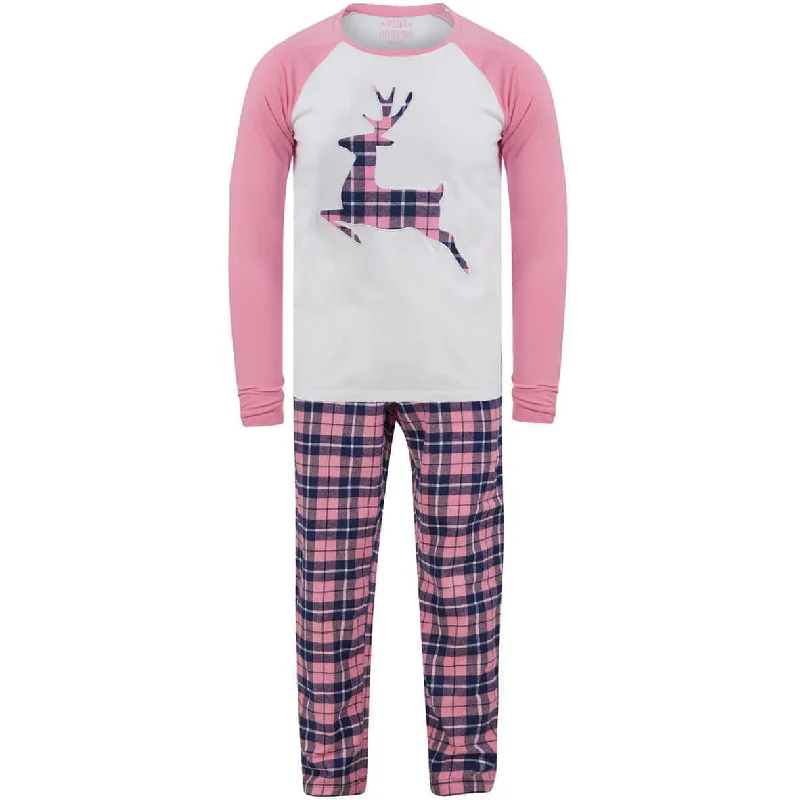 Tokyo Laundry Reindeer 2 Piece Womens Christmas Pyjama Set - Pink