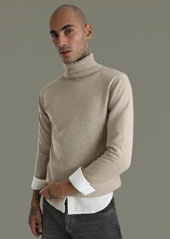 Beige Turtle-Neck Sweater