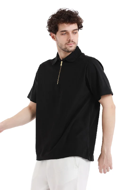 Caviar Black Zip polo T-shirt