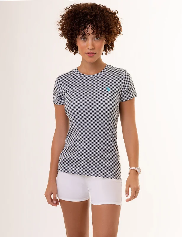 GINGHAM CREW NECK T-SHIRT