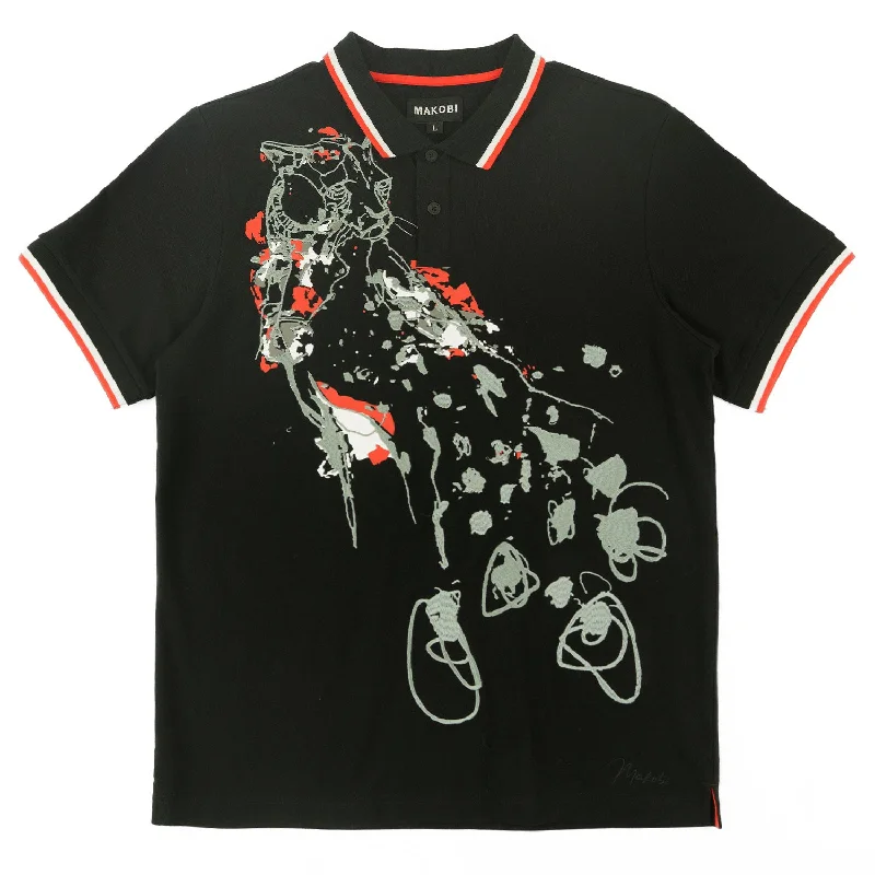 M388 Verona Cheetah Polo Shirt- Black