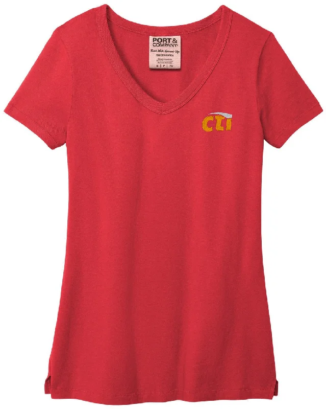 Port & Company Ladies Beach Wash Garment-Dyed V-Neck Tee