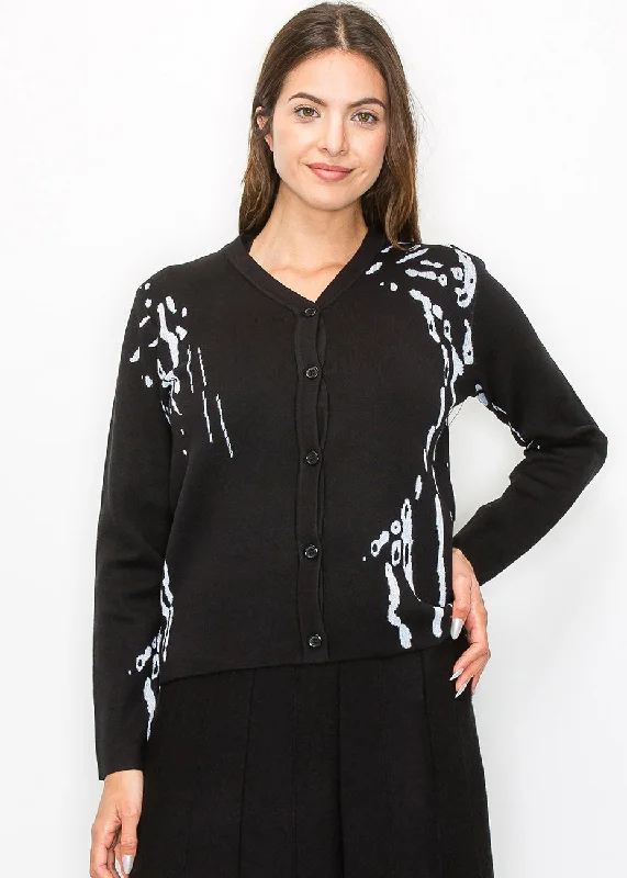 Abstract Pattern Button-Up Cardigan