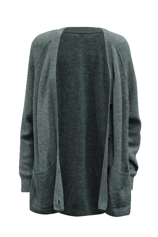 Acne Studios Kianne Ribbed Cardigan in Grey Alpaca