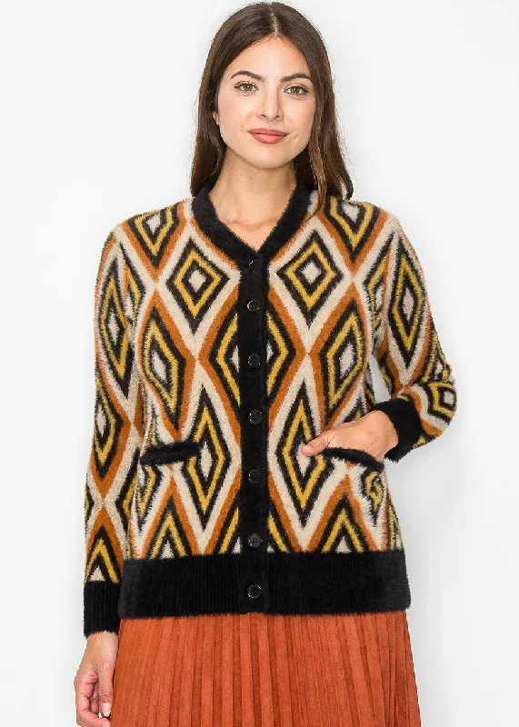 Autumn Vibes Geometric Cardigan