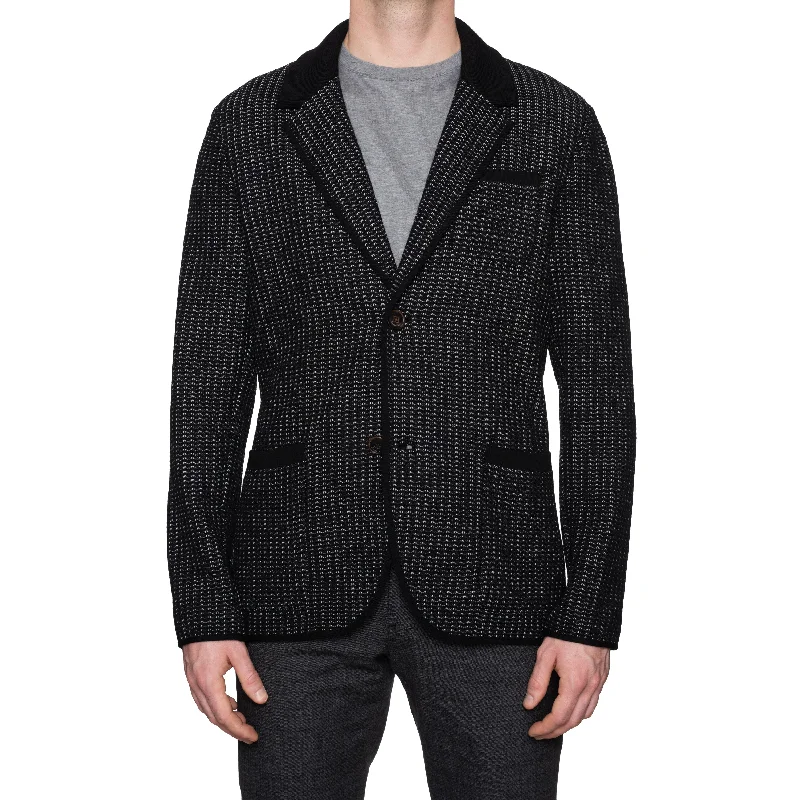 BERLUTI Paris Black Knitted Wool Cardigan Blazer Sweater EU 50 NEW US M