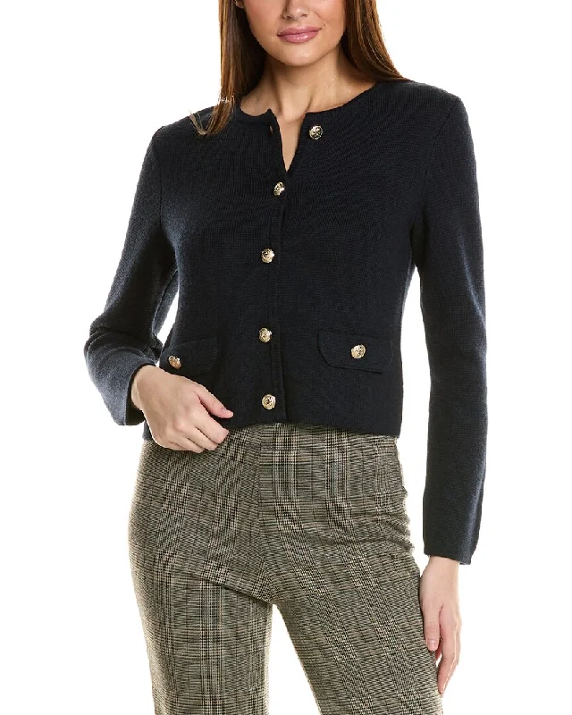 Bruno Magli Cropped Crewneck Wool Jacket