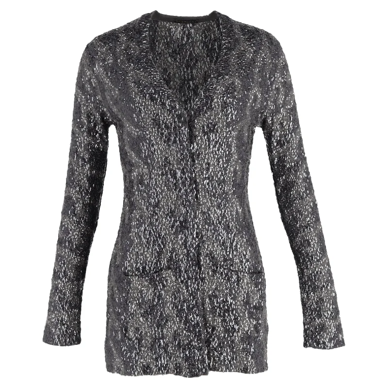 Burberry Sequin Embellished Cardigan in Grey Wool