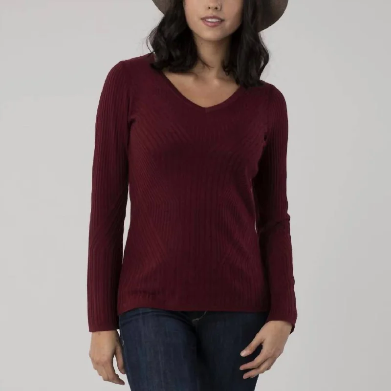 Coco V-Neck Sweater In Damson