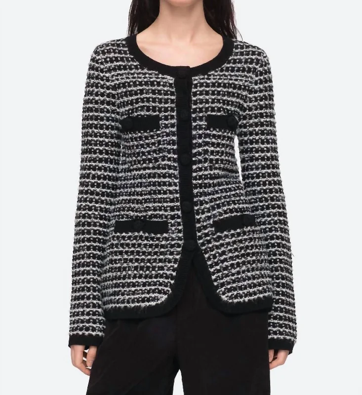 Corby Long Sleeve Cardigan In Black