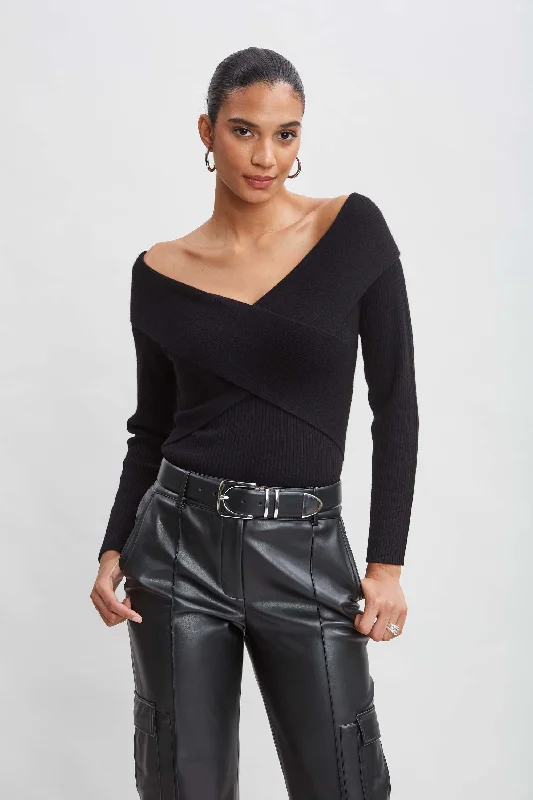 Cross Shoulder Cashmere Merino Sweater