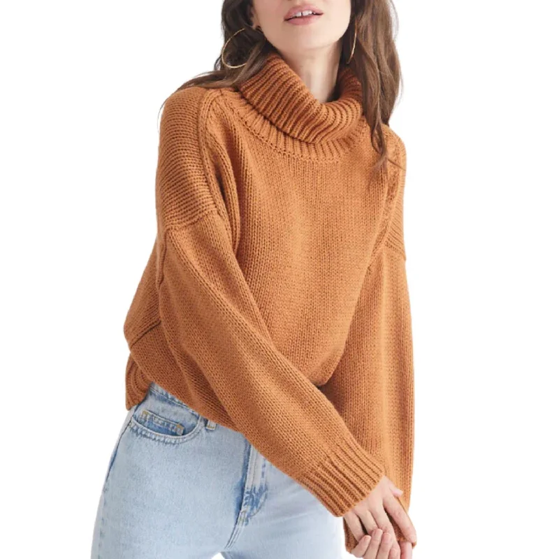 Edie Chunky Turtleneck Sweater In Toasted Alomd