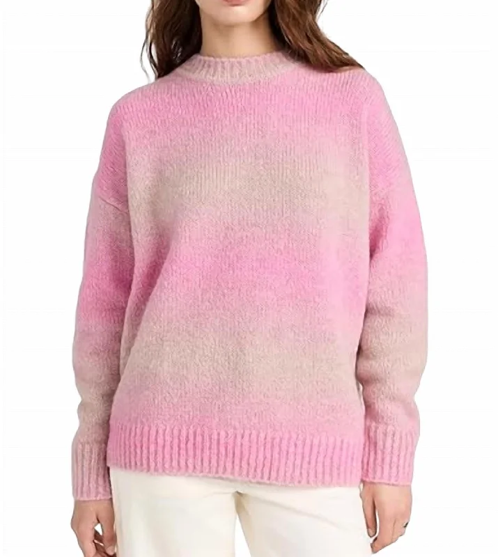 Holly Crew Sweater In Pink Multi