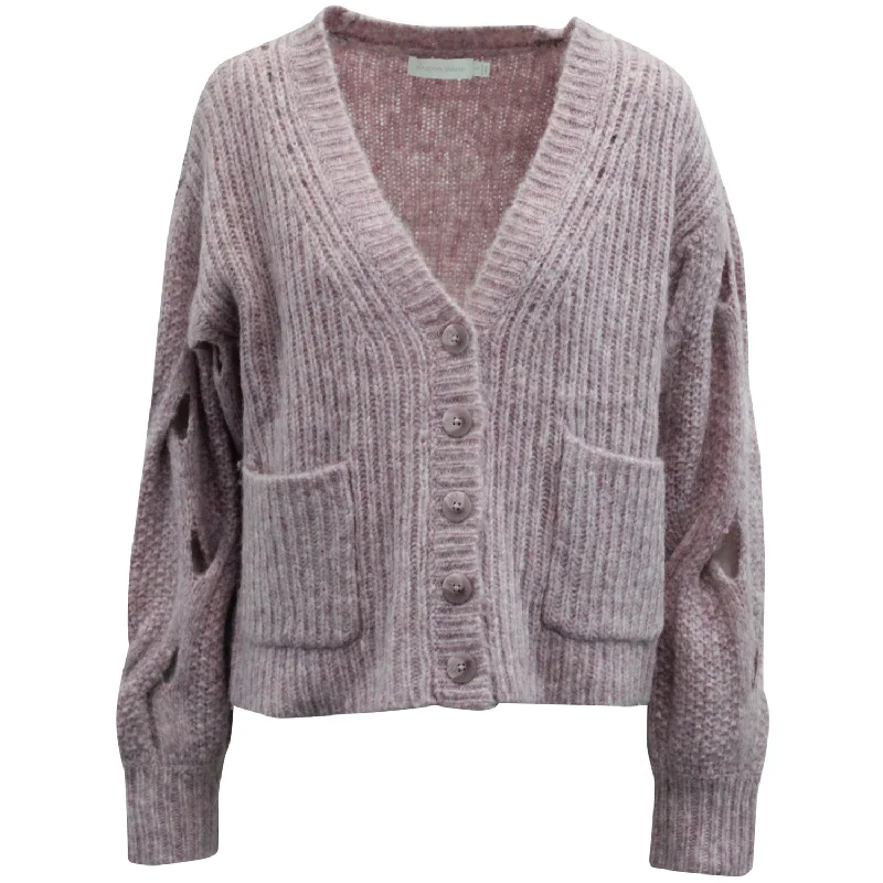 Jonathan Simkhai Reagan Cardigan in Pink Wool