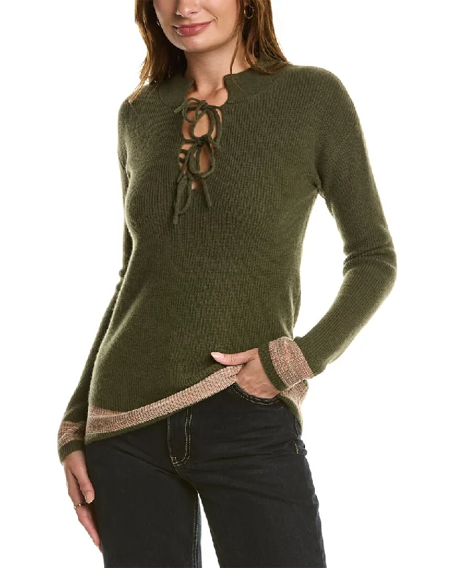 Kier + J Tie-Neck Wool & Cashmere-Blend Sweater