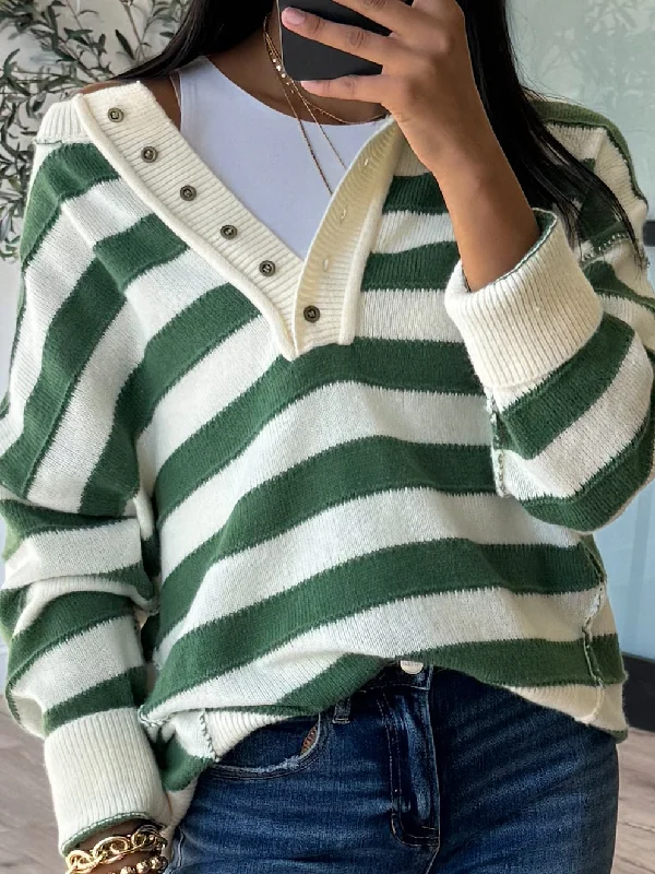 Kimora Henley Sweater | Pine Stripe