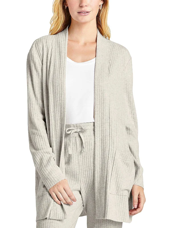 London Womens Open Front Ribbed Knit Cardigan Sweater