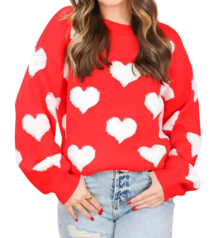 Love You More Sweater In Red/white