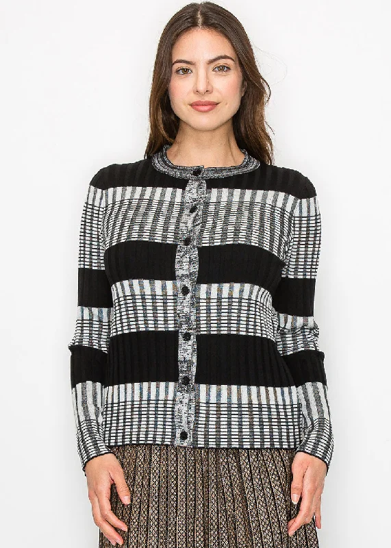 Modern Ribbed Stripe Cardigan