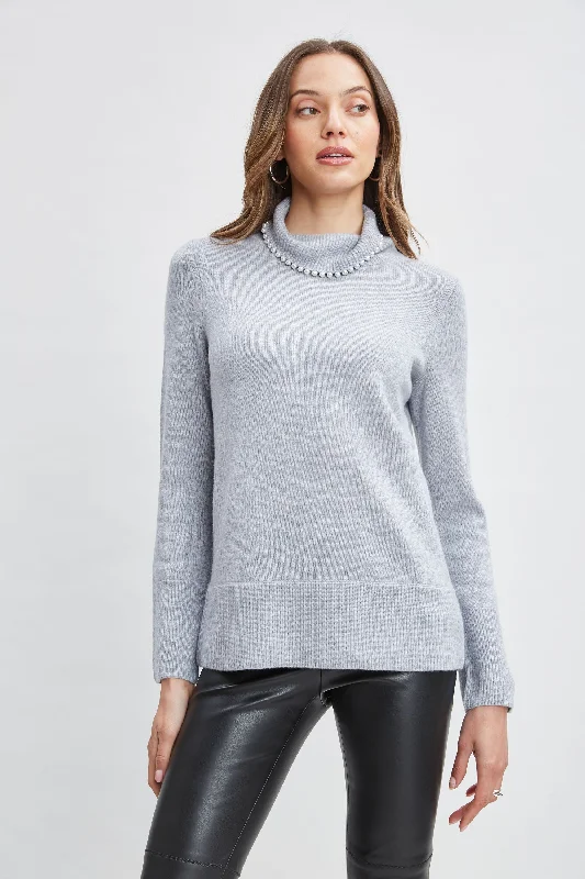 Pearl Turtleneck Cashmere Wool Sweater