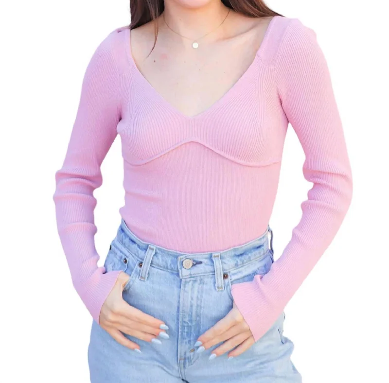 Ribbed Sweater In Light Pink