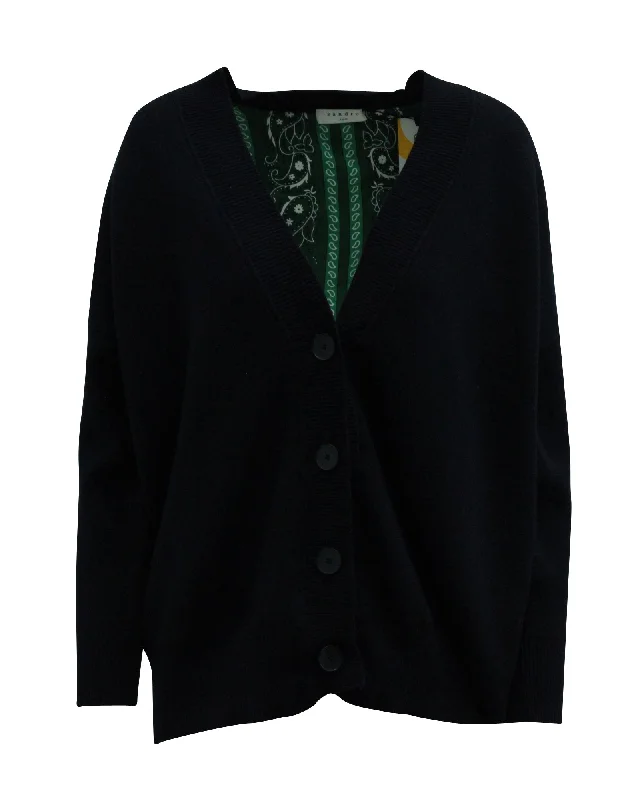 Sandro Paris Cardigan in Navy Blue Viscose