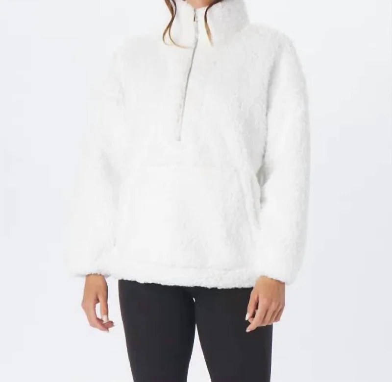 Sherpa Quarter Zip Pullover In White