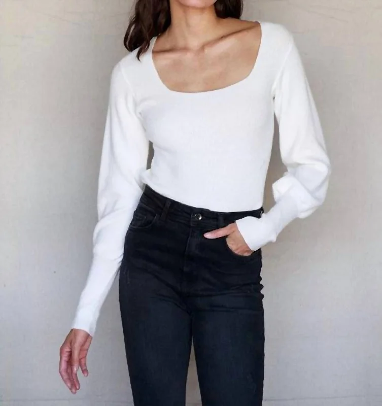 Square Neck Sweater In Ivory