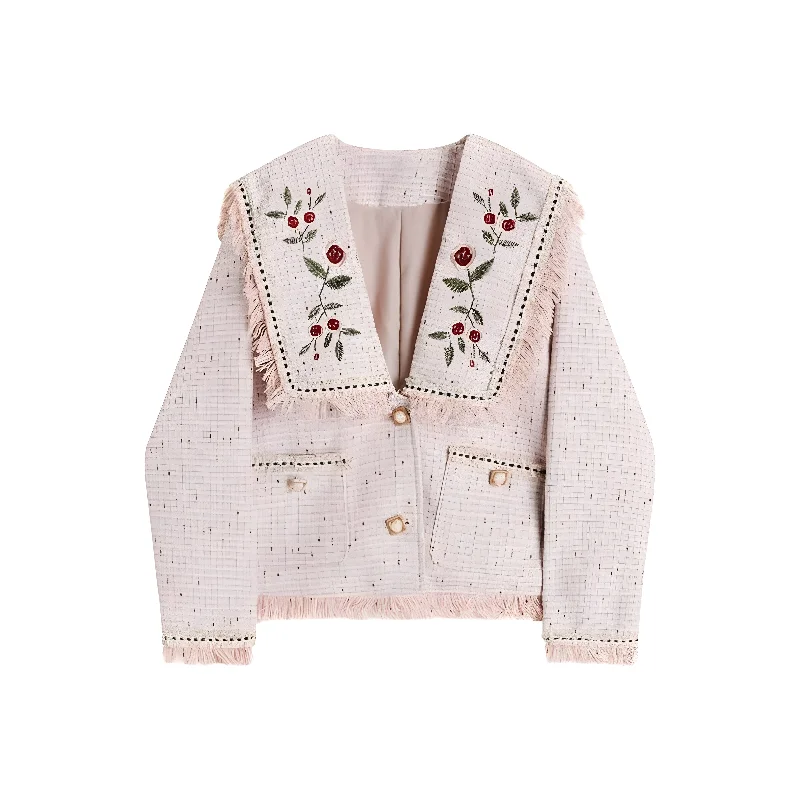 The Cherry Long Sleeve Embroidered Cardigan