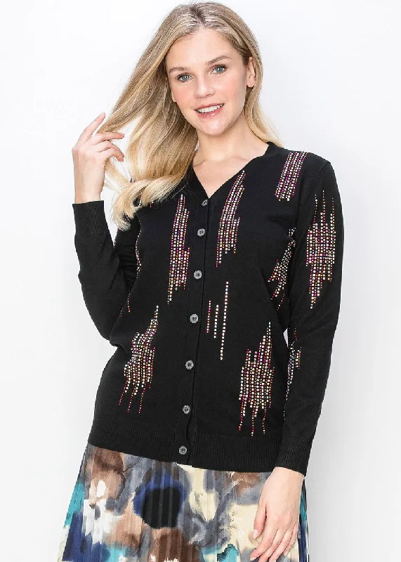 Vibrant Accent Button-Up Cardigan