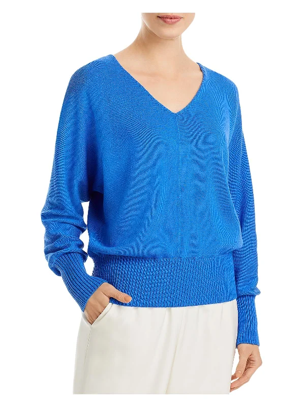 Womens Silk Blend V-Neck Pullover Sweater