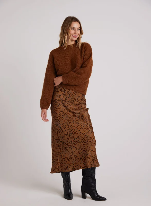 Bias Midi Skirt - Bronzed Maple