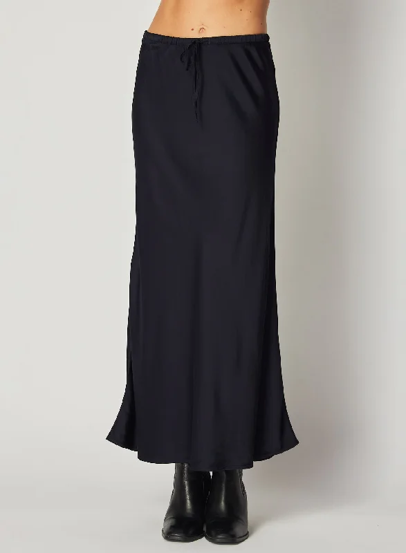 Bias Skirt with Tie - Navy Eclipse