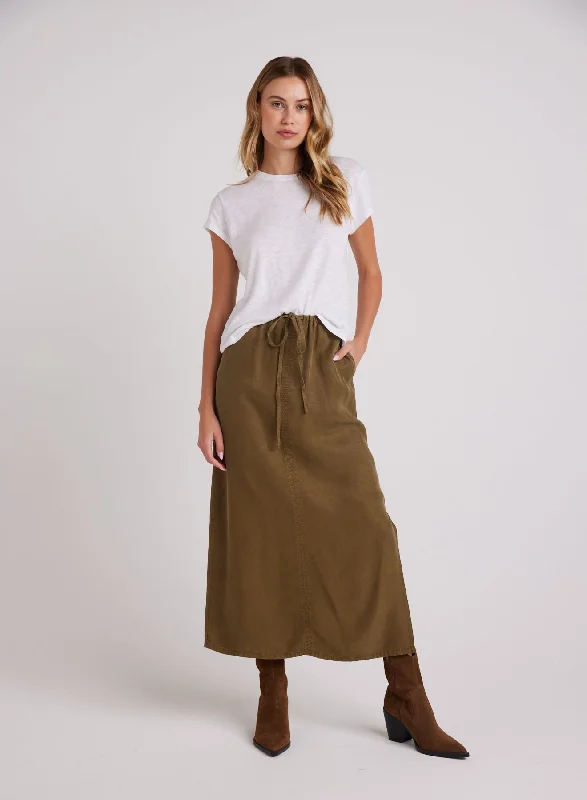 Ana Side Slit Skirt - Basil Green