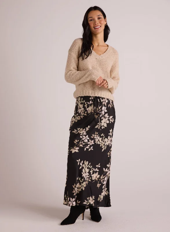 Bias Skirt with Tie - Ivory Floral Print