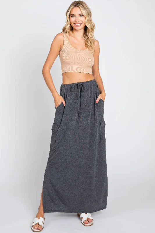 Charcoal Cargo Maxi Skirt