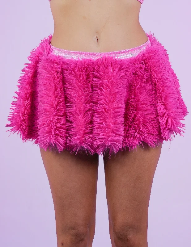 Cuddle Pink Faux Fur Skirt