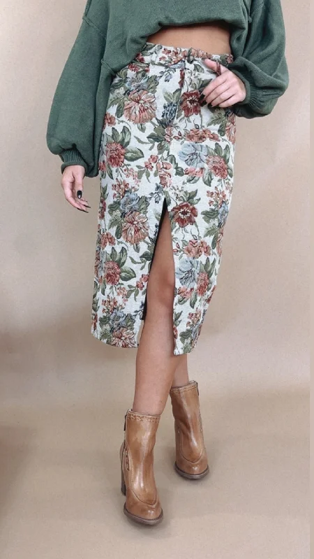 ECB Exclusive: Magnolia Tapestry Midi Skirt