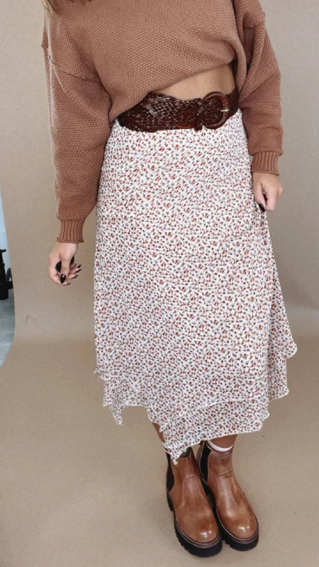 Garden Grace Floral Midi Skirt, Taupe