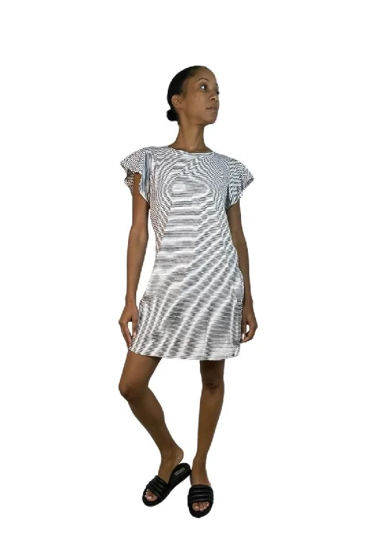 TLA Petite Striped Flutter Sleeve Dress