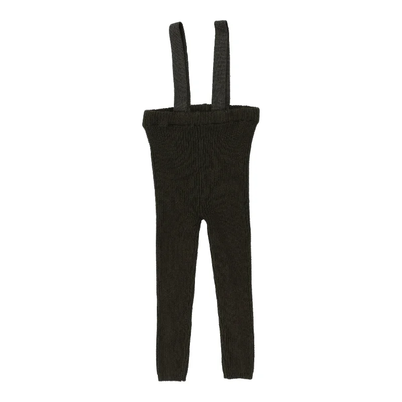 Analogie By Lil Legs Knit Suspender Leggings Olive