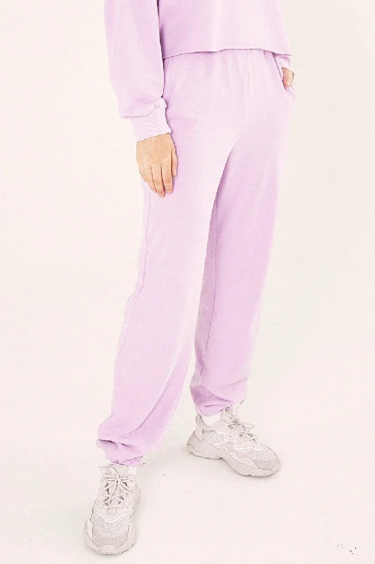 Bayse Brand WOMENS HIGH WAISTED TRACK PANTS - LILAC