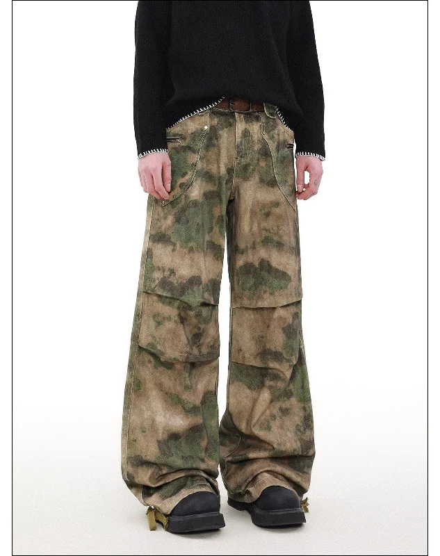 Tie-Dyed Pleats Cargo Pants