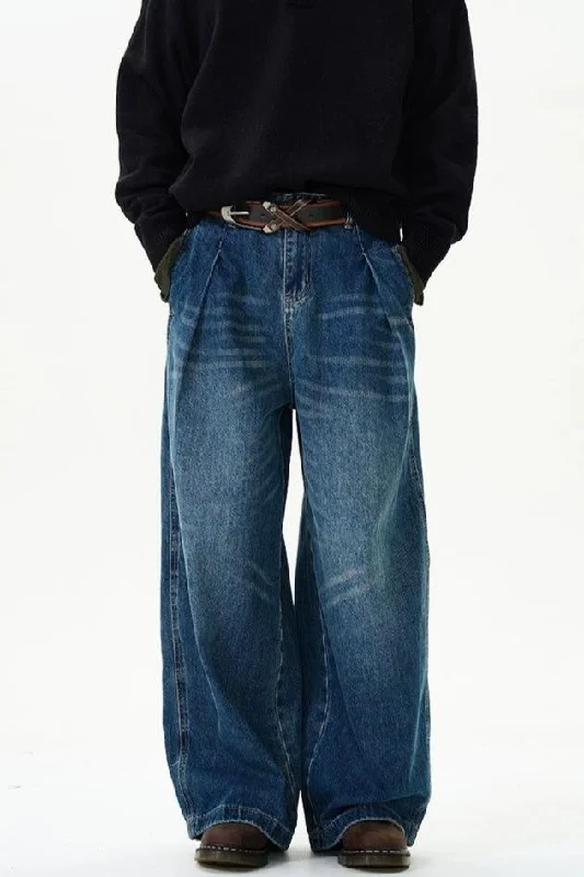 Washed Whisker Lines Jeans