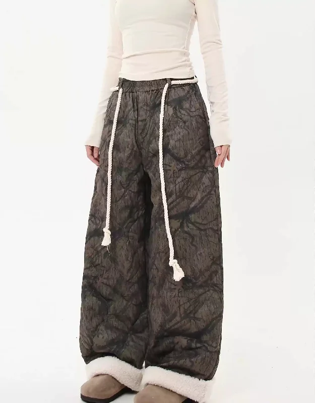 Fleece Spliced Camouflage Pants