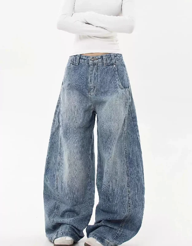 Washed Structured Curve Leg Jeans