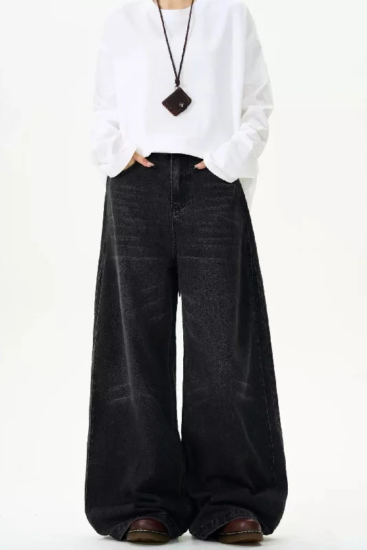 Faded Versatile Wide Jeans