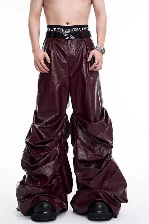 Drapey Baggy PU Leather Pants