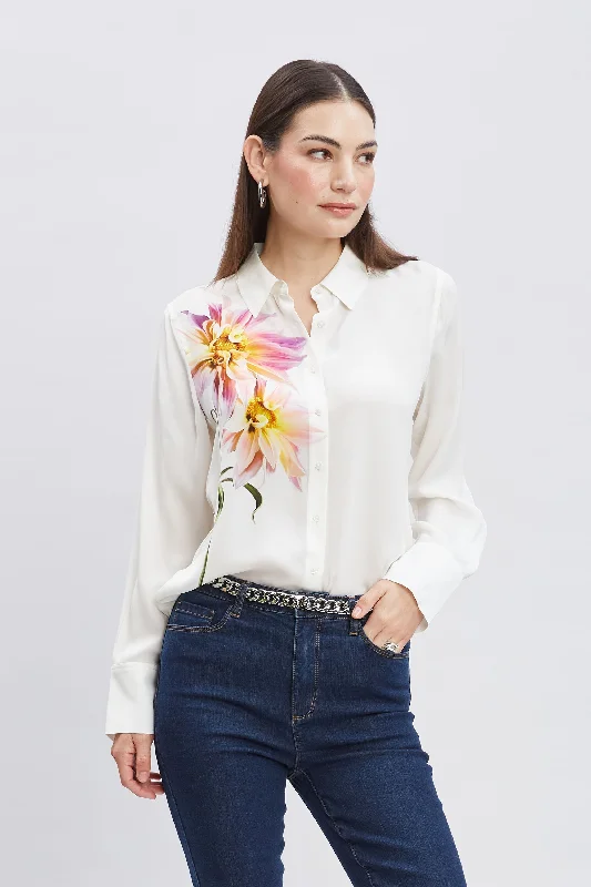 Silk Dahlia Button Down Shirt