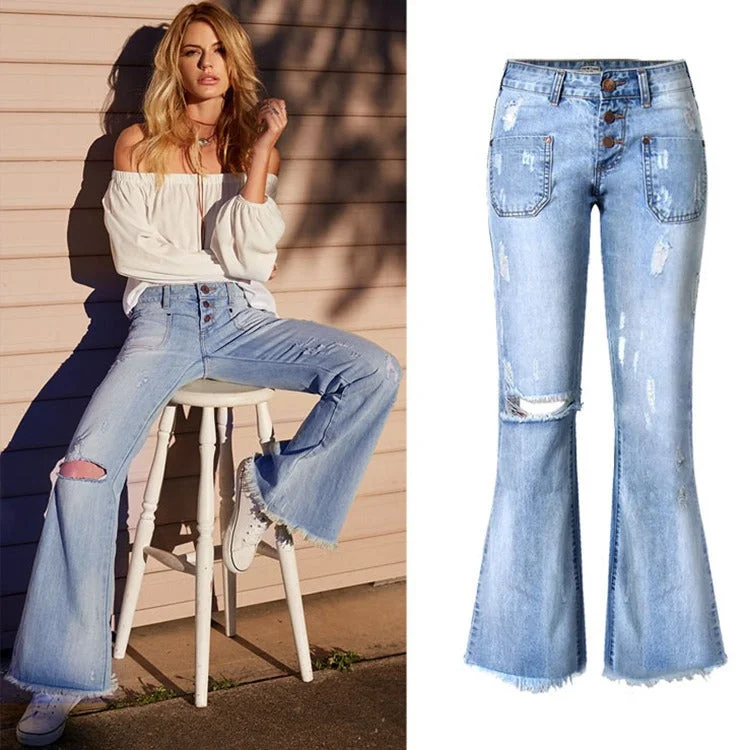 SAIKA: Low Waist Flare Denim Jeans bis Grösse 3XL